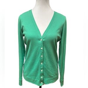 L.L.Bean Supima Cotton Button-Front Cardigan in Kelly Green XS/S (ptp 18”)